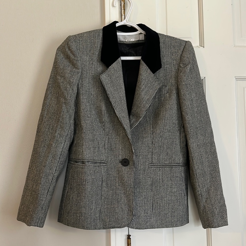 🧥 SOLD 🧥 Women’s Velvet Collar Hounds Tooth Blazer Size 2
